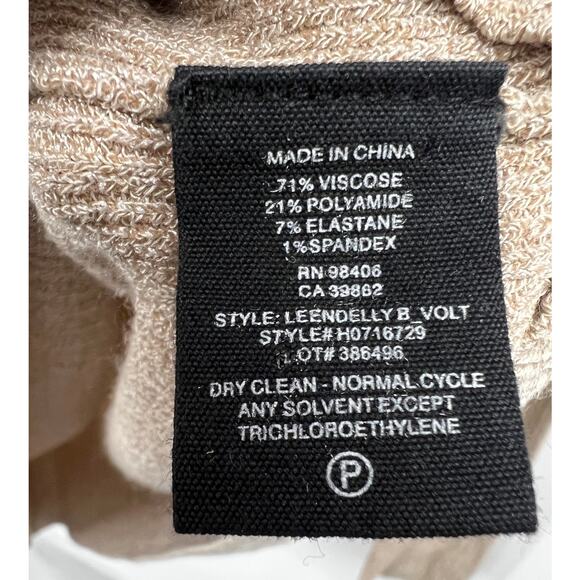 Theory Leendelly Volt Asymmetrical Sweater Wome's Ribbed Turtleneck Top Tan‎ M - Picture 4 of 6